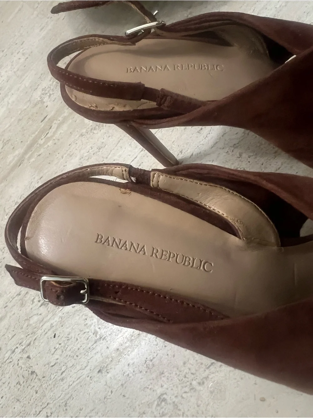 Brown Suede Knot Slingback Heels